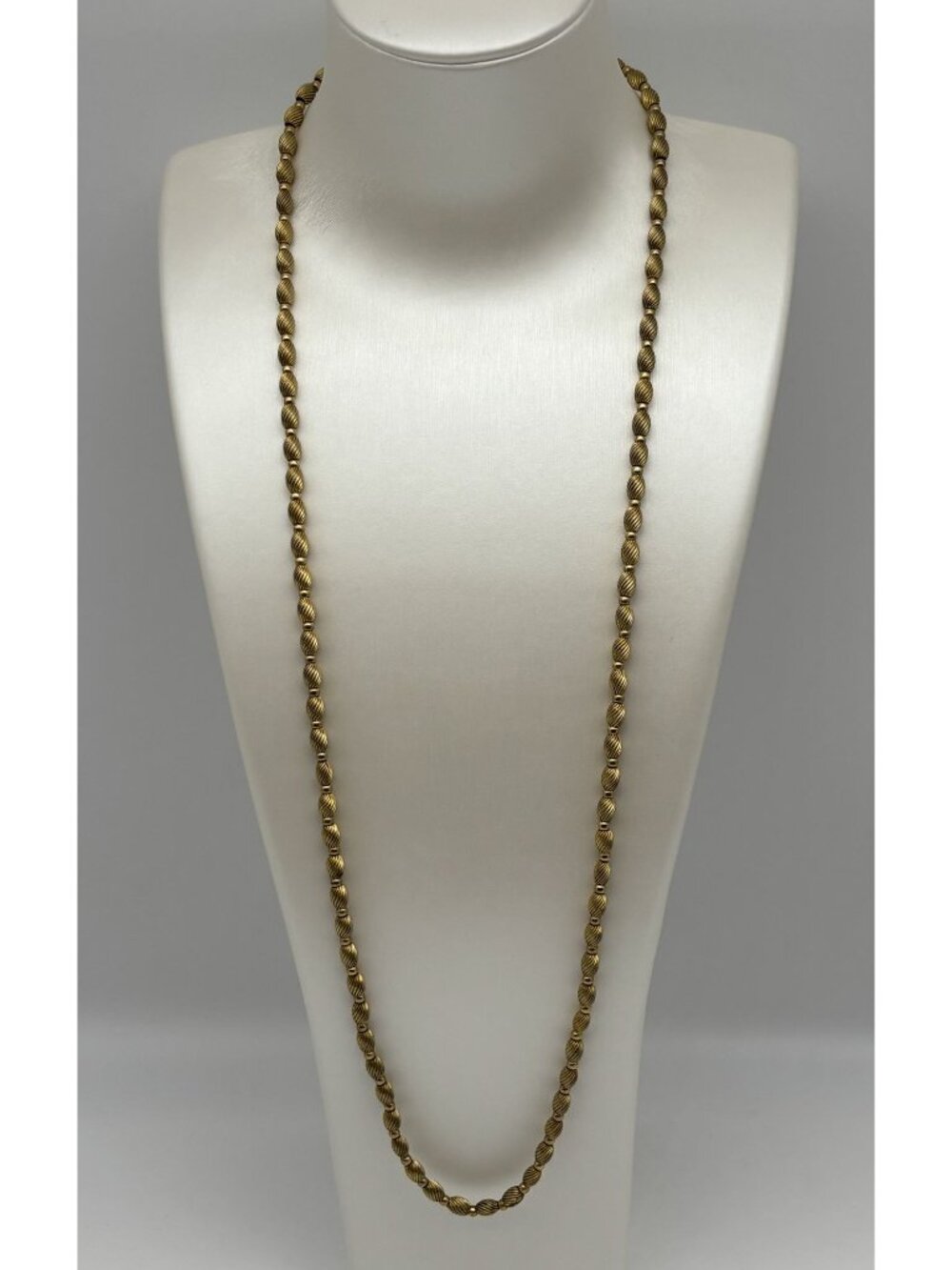 Vintage 1/20 12K Gold Beaded Necklace Strung on Gold Filled Chain Signed A&Z